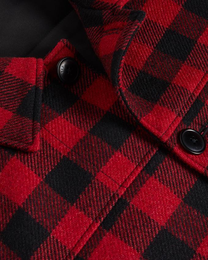 Chemises Ted Baker Check Wool Overshirt Rouge Homme | VTP-52618451